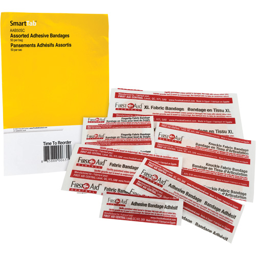 SmartCompliance&reg; Refill Adhesive Bandages, Assorted, Fabric/Plastic, Non-Sterile GTA Hardware Inc