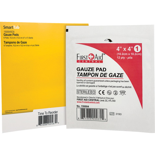 SmartCompliance&reg; Refill Gauze, Pad, 4" L x 4" W, Sterile, Medical Device Class 1 GTA Hardware Inc