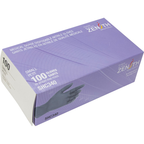 Medical Grade Disposable Gloves, Small, Nitrile, 6-mil, Powder-Free, Black, Class 2 GTA Hardware Inc