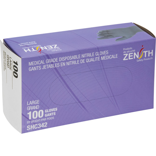 Medical Grade Disposable Gloves, Large, Nitrile, 6-mil, Powder-Free, Black, Class 2 GTA Hardware Inc
