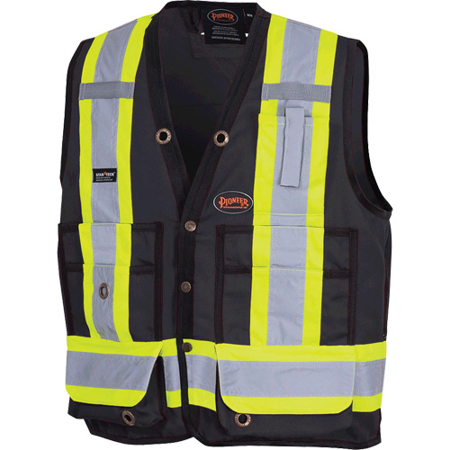6692BK Surveyor's Safety Vest, Black, Medium, Polyester GTA Hardware Inc