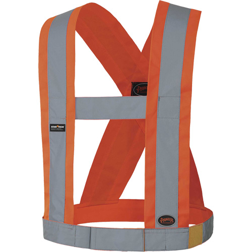 5490 Bretelles de s&eacute;curit&eacute; r&eacute;glable de 4" de large, R&eacute;pond ou surpasse la norme CSA Z96 classe 2 - niveau 2, Orange haute visibilit&eacute;, Couleur r&eacute;fl&eacute;chissante Argent, Taille unique GTA Hardware Inc