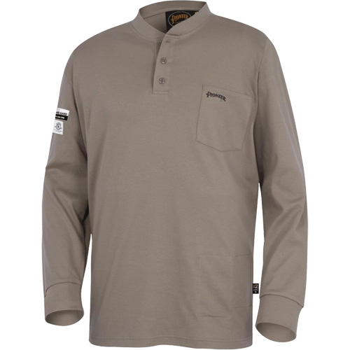331 Chandail Henley en tricot interlock ignifuge, Petit, Beige GTA Hardware Inc