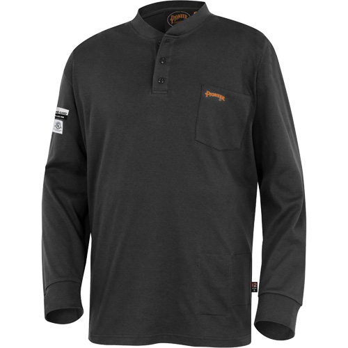 332 Chandail Henley en tricot interlock ignifuge, Petit, Noir GTA Hardware Inc