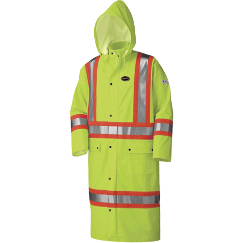 5897 Manteau long imperm&eacute;able et ignifuge, Grand, Jaune lime haute visibilit&eacute; GTA Hardware Inc