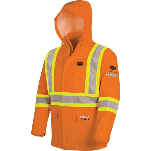 5880 Manteau de pluie ignifuge et protection contre les &eacute;clats d'arc &eacute;lectrique, T-petit, Orange haute visibilit&eacute;, 10 cal/cm² GTA Hardware Inc