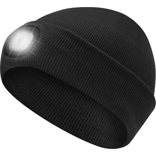 5678 Tuque en tricot avec lampe frontale &agrave; DEL, Doublure en Molleton, Taille unique, Noir GTA Hardware Inc