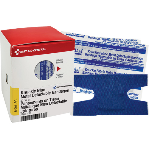 Knuckle Blue Detectable Bandages, Knuckle, Fabric Metal Detectable, Sterile GTA Hardware Inc