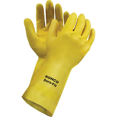 Dura-Fit Reusable Gloves, Size Small/7, 12" L, Latex, Flock-Lined Inner Lining, 20-mil GTA Hardware Inc