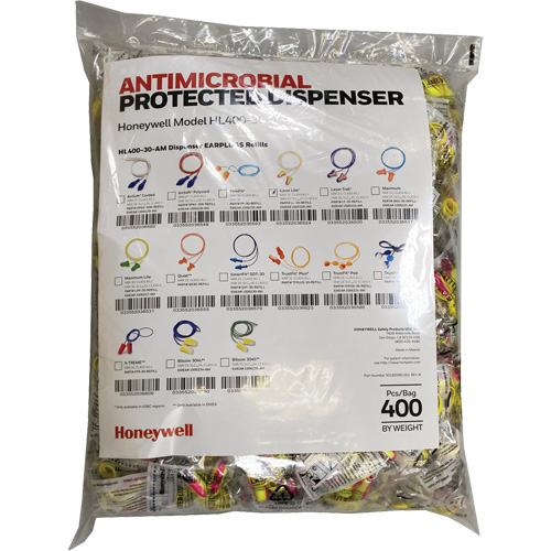 LL-30 Earplugs Refill for HL400 Dispenser, Bulk - Polybag, Corded GTA Hardware Inc