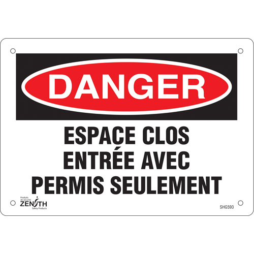 "Espace clos" Sign, 7" x 10", Plastic, French GTA Hardware Inc