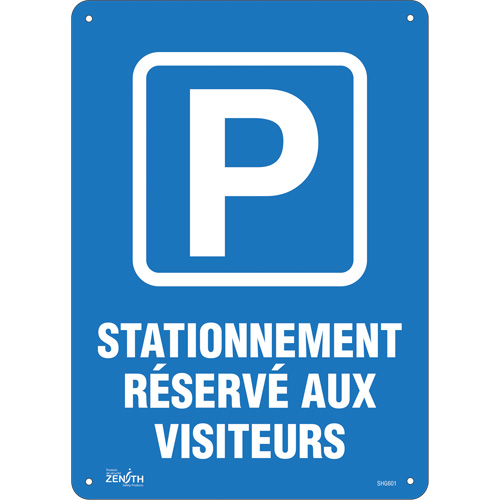 "Stationnement r&eacute;serv&eacute; aux visiteurs" Sign, 10" x 14", Plastic, French with Pictogram GTA Hardware Inc
