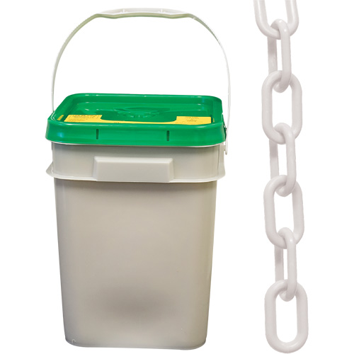 Chaîne de s&eacute;curit&eacute; en plastique robuste, Blanc, Maillon de 2", 120' de long GTA Hardware Inc