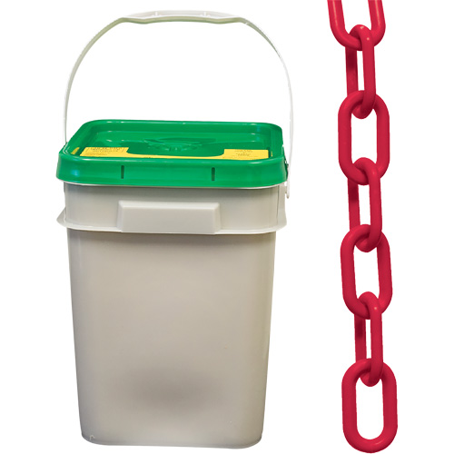 Chaîne de s&eacute;curit&eacute; en plastique robuste, Rouge, Maillon de 2", 120' de long GTA Hardware Inc