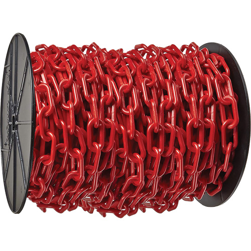 Chaîne de s&eacute;curit&eacute; en plastique robuste, Rouge, Maillon de 2", 100' de long GTA Hardware Inc