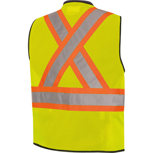 6895 High-Visibility Zip Front Bi-Colour Safety Vest, Black/High Visibility Lime-Yellow, 2X-Large/3X-Large, Polyester GTA Hardware Inc