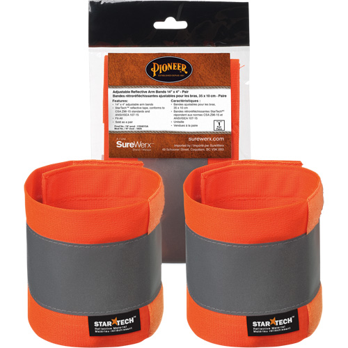 140A Brassard r&eacute;fl&eacute;chissant ajustable orange haute visibilit&eacute; de 14" X 4" GTA Hardware Inc