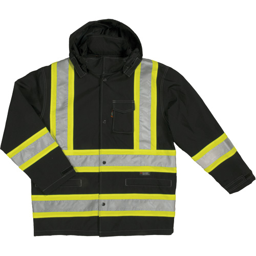 Manteau de s&eacute;curit&eacute; imperm&eacute;able en tissu ind&eacute;chirable Ripstop, Polyester, Moyen, Noir GTA Hardware Inc