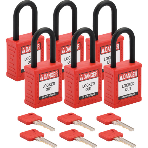 Cadenas de verrouillage Velocity, Rouge, Cl&eacute;s diff&eacute;rentes, Nylon, Largeur de 1-1/2" GTA Hardware Inc
