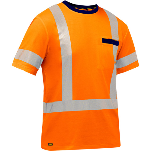 Chemise &agrave; manches courtes et X au dos Bisley, Poly-coton, Petit, Orange haute visibilit&eacute; GTA Hardware Inc