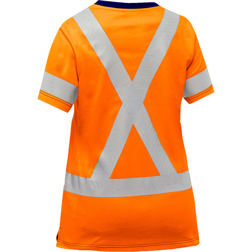 Chemise &agrave; manches courtes et X au dos Bisley pour femmes, Poly-coton, Petit, Orange haute visibilit&eacute; GTA Hardware Inc