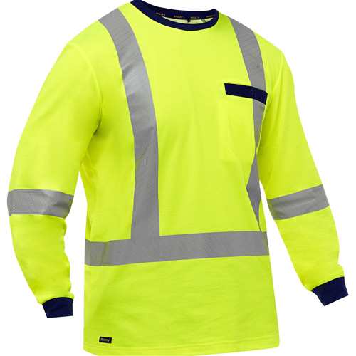 Chemise &agrave; manches longues et X au dos Bisley, Poly-coton, Petit, Jaune lime haute visibilit&eacute; GTA Hardware Inc