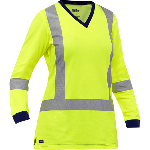 Chemise &agrave; manches longues et X au dos Bisley pour femmes, Poly-coton, Petit, Jaune lime haute visibilit&eacute; GTA Hardware Inc
