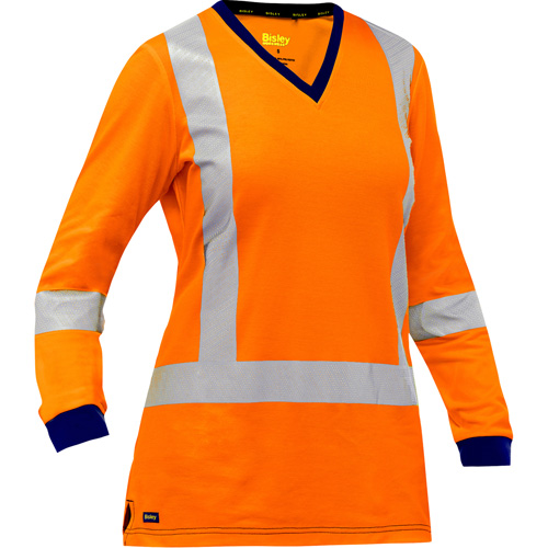Chemise &agrave; manches longues et X au dos Bisley pour femmes, Poly-coton, Petit, Orange haute visibilit&eacute; GTA Hardware Inc