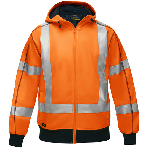 Bisley&reg; X-Back Full Zip Hooded Sweatshirt with Sherpa Lining, 2X-Large, High Visibility Orange GTA Hardware Inc
