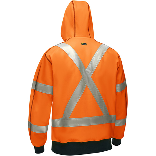 Bisley&reg; X-Back Full Zip Hooded Sweatshirt with Sherpa Lining, 2X-Large, High Visibility Orange GTA Hardware Inc