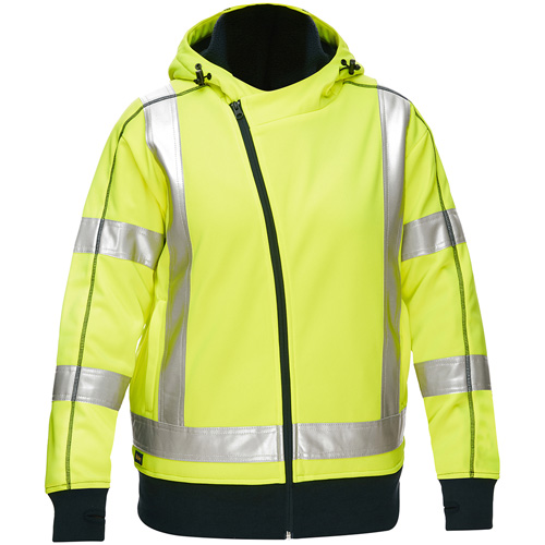Bisley&reg; X-Back Women's Contoured Full Zip Hooded Sweatshirt with Sherpa Lining, 2X-Large, High Visibility Lime-Yellow GTA Hardware Inc