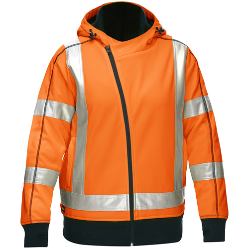 Bisley&reg; X-Back Women's Contoured Full Zip Hooded Sweatshirt with Sherpa Lining, Medium, High Visibility Orange GTA Hardware Inc