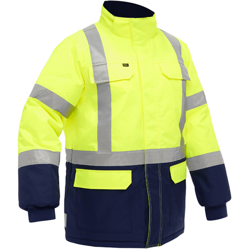 Bisley&reg; X-Back Extreme Cold Jacket with Navy Bottom, Polyester, High Visibility Lime-Yellow, Medium GTA Hardware Inc