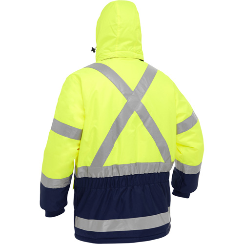 Bisley&reg; X-Back Extreme Cold Jacket with Navy Bottom, Polyester, High Visibility Lime-Yellow, Medium GTA Hardware Inc