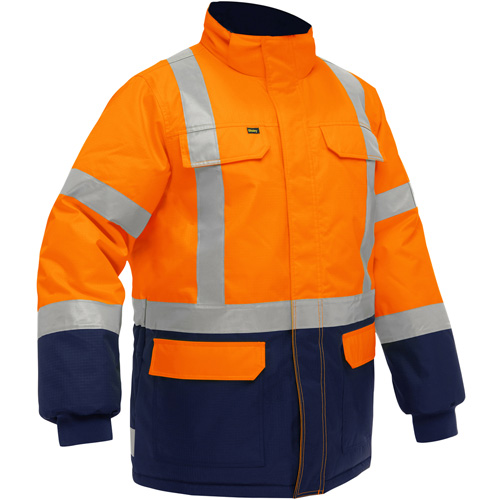 Bisley&reg; X-Back Extreme Cold Jacket with Navy Bottom, Polyester, High Visibility Orange, Small GTA Hardware Inc