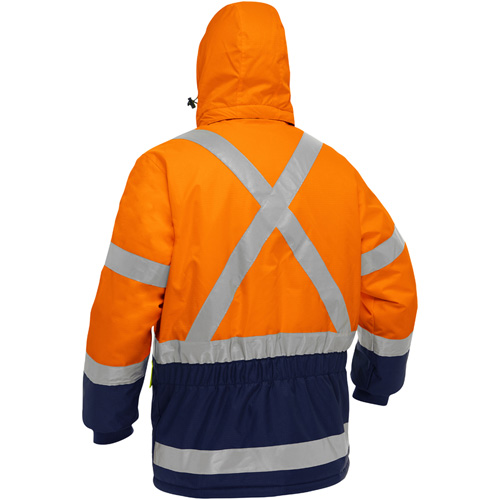 Bisley&reg; X-Back Extreme Cold Jacket with Navy Bottom, Polyester, High Visibility Orange, Small GTA Hardware Inc