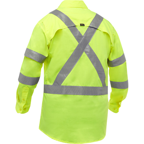 Chemise de travail &agrave; manches longues et X au dos Bisley avec X-Airflow, Poly-coton, Petit, Jaune lime haute visibilit&eacute; GTA Hardware Inc