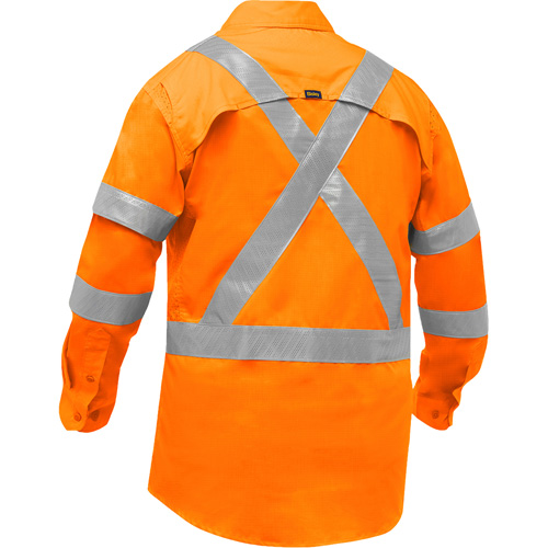 Chemise de travail &agrave; manches longues et X au dos Bisley avec X-Airflow, Poly-coton, Petit, Orange haute visibilit&eacute; GTA Hardware Inc