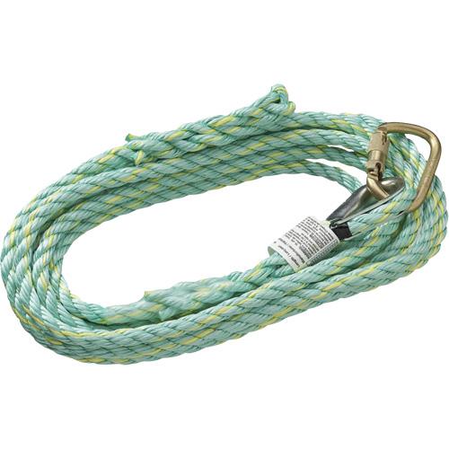 VL-1115-25 Vertical Lifeline Rope with Anchor End Carabiner & Trailing End Back Splice, Copolymer GTA Hardware Inc