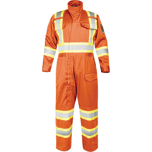 Combinaison ignifug&eacute;e avec bandes haute visibilit&eacute;, Taille Petit, Orange GTA Hardware Inc