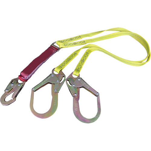 External Energy Absorber Lanyard with 2-1/4" Hooks, 6', Snap Hook Center, Snap Hook Leg Ends, Polyester GTA Hardware Inc
