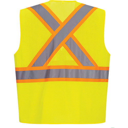 Contrast-Striped Safety Vest, High Visibility Lime-Yellow, Small, Polyester GTA Hardware Inc
