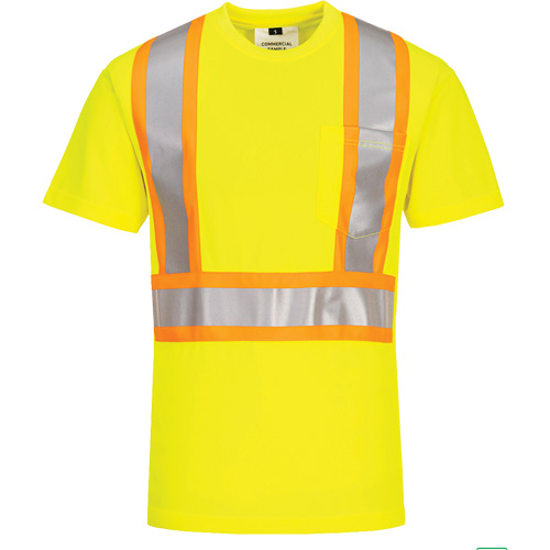 T-shirt de s&eacute;curit&eacute; &agrave; bandes contrastantes, Polyester, Petit, Jaune lime haute visibilit&eacute; GTA Hardware Inc