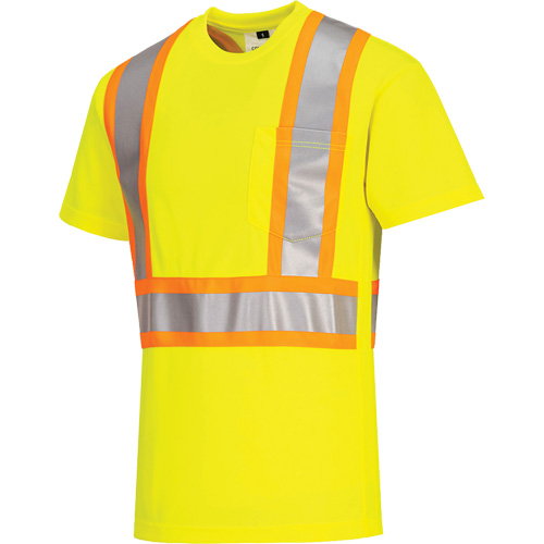 T-shirt de s&eacute;curit&eacute; &agrave; bandes contrastantes, Polyester, Petit, Jaune lime haute visibilit&eacute; GTA Hardware Inc
