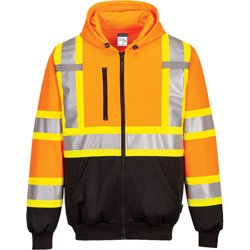 Contrast-Striped Safety Hoodie, Small, Black/High Visibility Orange GTA Hardware Inc