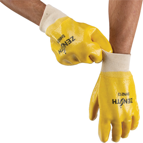 Rough-Finish Chemical-Resistant Gloves, Size 9, 10" L, PVC, Interlock Inner Lining, 47-mil GTA Hardware Inc