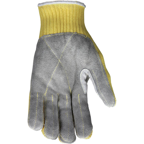 Gants de travail r&eacute;sistant &agrave; la coupe CutPro avec paume en cuir fendu, Taille Petit, Calibre 7, Enveloppe en Kevlar, ASTM ANSI niveau A3 GTA Hardware Inc