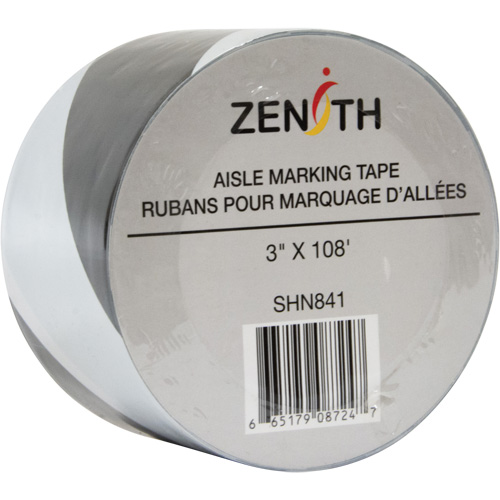 Ruban pour marquage d'all&eacute;es, 3" x 108', PVC, Noir et blanc GTA Hardware Inc