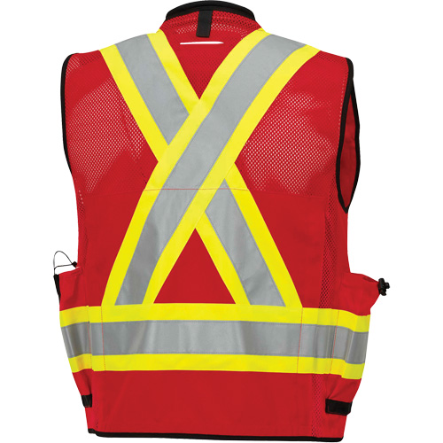 6678 Veste d'arpenteur antimicrobienne haute visibilit&eacute; avec dos en maille, Rouge, Petit, Polyester GTA Hardware Inc