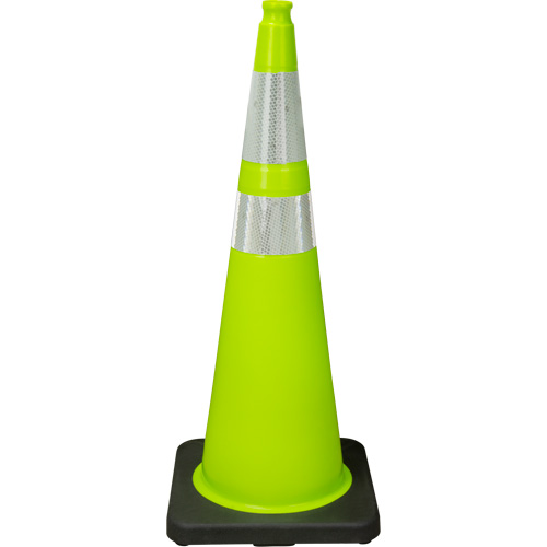 Premium Traffic Cone, 36", Lime Green, 4" & 6" Reflective Collar(s) GTA Hardware Inc